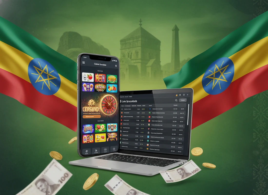 Habtam Bet platform interface showing casino and sportsbook sections
